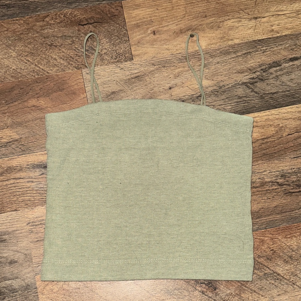 American Eagle Women's Green Spaghetti Strap Crop Top Tank Size Medium